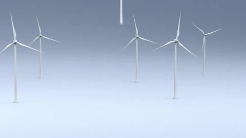 Wind power generators replace a coal power plant polluting Stock Footage 144105964