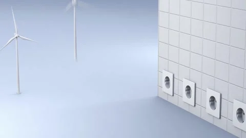 Wind power generators replace power supply from a coal power plant polluting Stock Footage 144106116