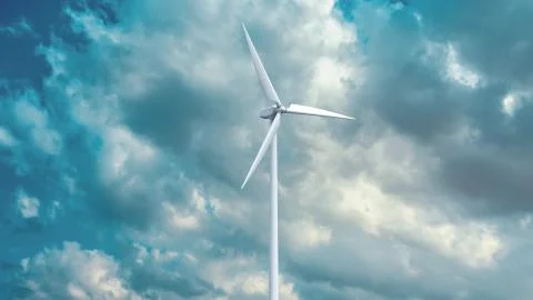 Wind power generators on sky background. Stock Illustration