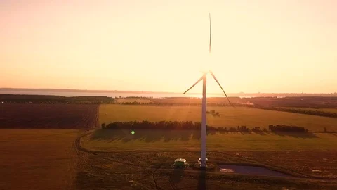Wind power generators at sunset 스톡 동영상 94709474