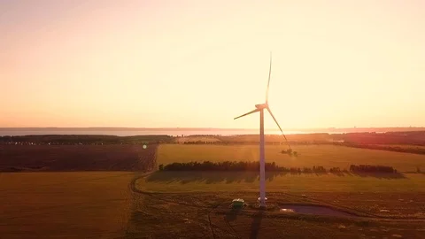 Wind power generators at sunset 스톡 동영상 94709477