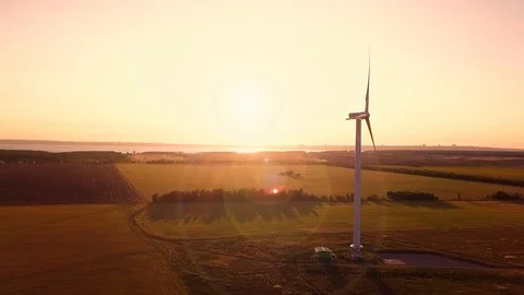 Wind power generators at sunset 스톡 동영상 94709542