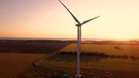 Wind power generators at sunset 스톡 동영상 94709547