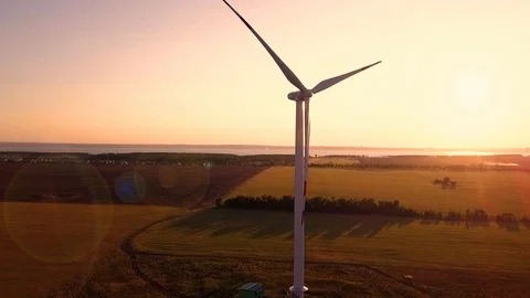 Wind power generators at sunset 스톡 동영상 94709610