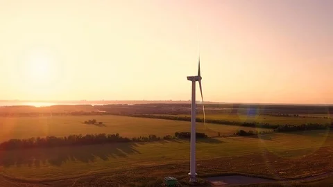 Wind power generators at sunset 스톡 동영상 94709709