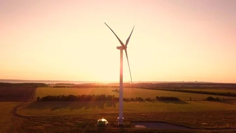 Wind power generators at sunset 스톡 동영상 95004451