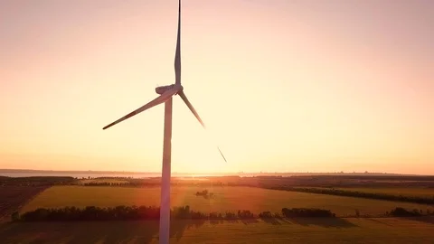 Wind power generators at sunset 스톡 동영상 95004680