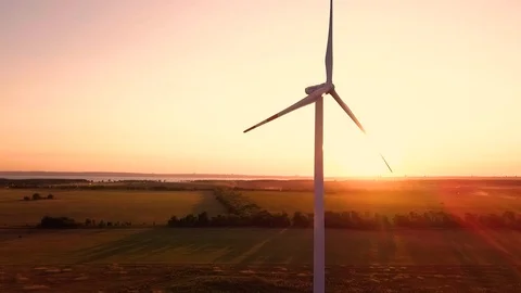 Wind power generators at sunset 스톡 동영상 95386029