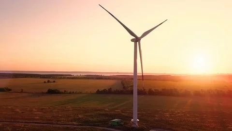 Wind power generators at sunset 스톡 동영상 95386247