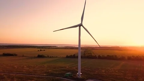 Wind power generators at sunset 스톡 동영상 95386270