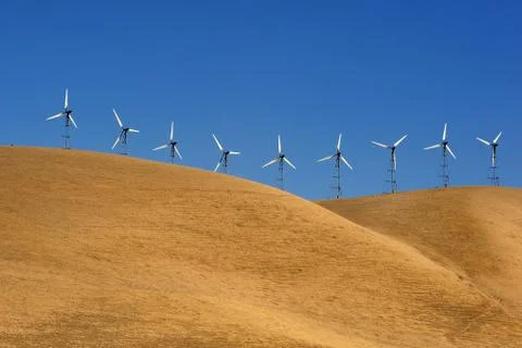 Wind power hill Stock Photos