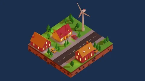 Wind power intermittency loopable animation Stock Footage 120538337