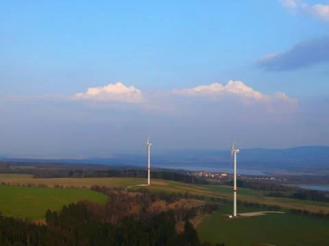 Wind power in landscape Stock Photos