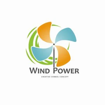 Wind power logo design template. イラスト素材