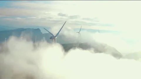 Wind power in the mountains Stock Footage 234494957