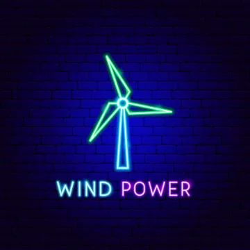 Wind Power Neon Label Stock Illustration