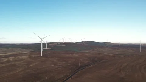 Wind Power on the Palouse: Drone View of Wind Farm Stock Footage 287371906