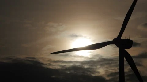 Wind power plant backlight Stock-Footage 58629727