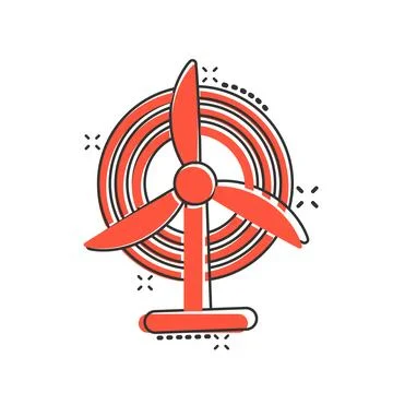 Wind power plant icon in comic style. Turbine cartoon vector illustration o.. 스톡 일러스트