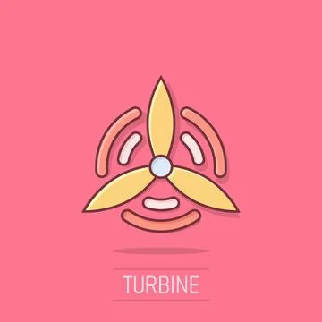 Wind power plant icon in comic style. Turbine cartoon vector illustration o.. 스톡 일러스트