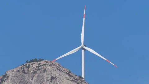 Wind Power Plant On Mountain Top Stock Footage 330475992