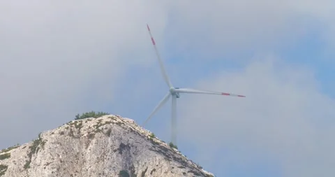 Wind Power Plant On Mountain Top Stock Footage 332649488