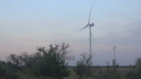 Wind power plant at sunset Stock Footage 101075897