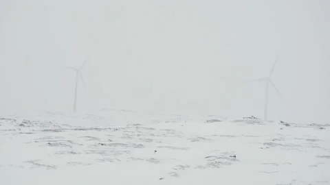Wind power plant in winter in the Arctic Green and Renewable Energy Stock Footage