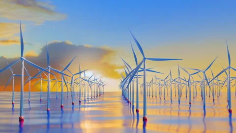 Wind power plants are working on the sea Video stock 265919018
