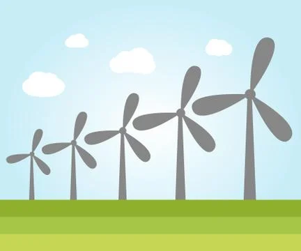 Wind power plants Stock Illustration