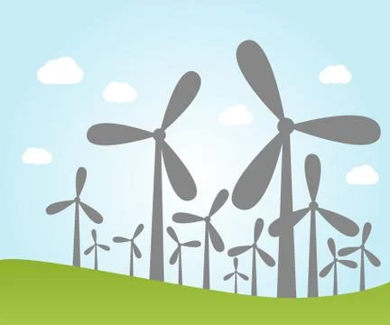 Wind power plants Illustrazione stock