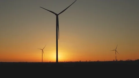 Wind power plants at sunset. wind generators at work Stock Footage 103141556