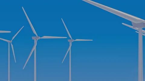 Wind power propeller making energy power 4k CG movie Video stock 137649607