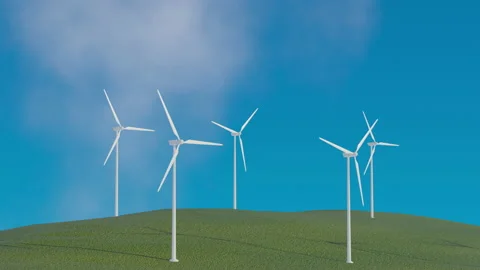 Wind power propeller making energy power 4k CG movie Stock Footage 138498958