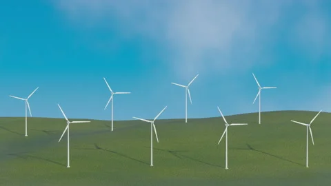 Wind power propeller making energy power 4k CG movie Stock Footage 138499113