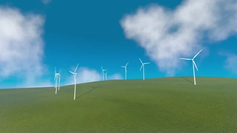 Wind power propeller making energy power 4k CG movie Stock Footage 138499996