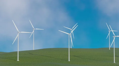 Wind power propeller making energy power 4k CG movie Stock Footage 138500471