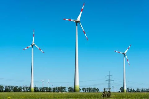 Wind power station in the fields in Germany Stock Photos