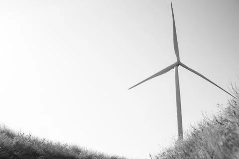 Wind power station, loyal generators with blades Stock Photos