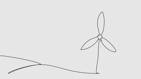 Wind power station. One line drawing animation with alpha channel. Stock-Footage 270713061