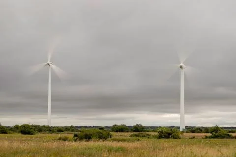 Wind Power Stations Spinning Foto stock