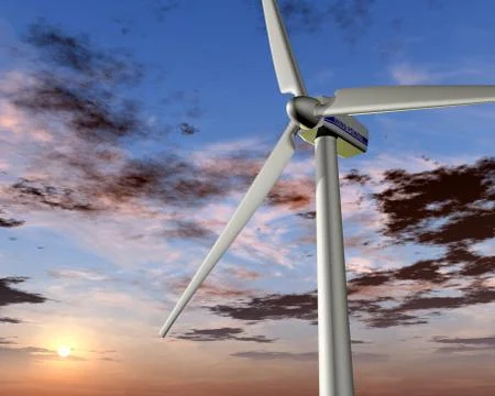 Wind power at sunrise Stock Illustration