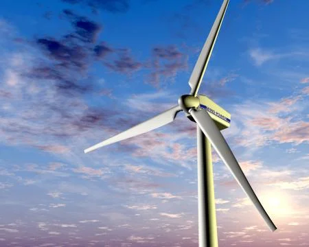 Wind power at sunset Stock Illustration