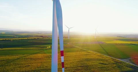 Wind Power Technology - Windmills farm. Stock Photos