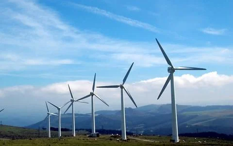 Wind power tower. Wind will generate alternative energy. Stock Photos