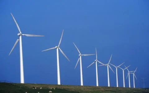 Wind power tower. Wind will generate alternative energy. Stock Photos