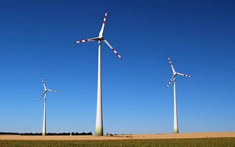 Wind power tower. Wind will generate alternative energy. Stock Photos