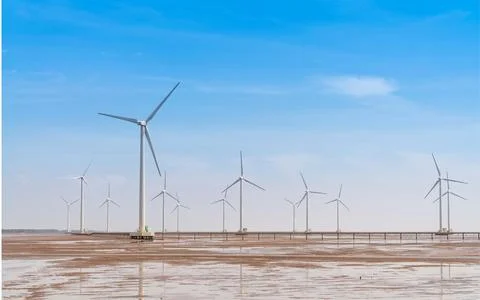 Wind power tower. Wind will generate alternative energy. Stock Photos