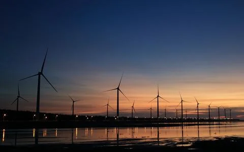 Wind power tower. Wind will generate alternative energy. Stock Photos