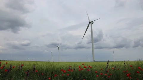 Wind power turbines. Stock Footage 156504974